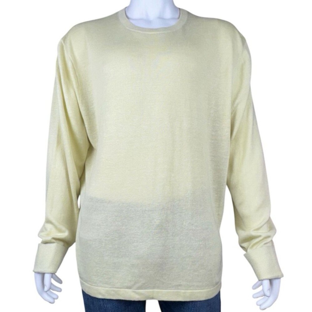Calvin Klein Mens 2X-Large Crew Sweater Yellow Knit Linen Preppy Casual New